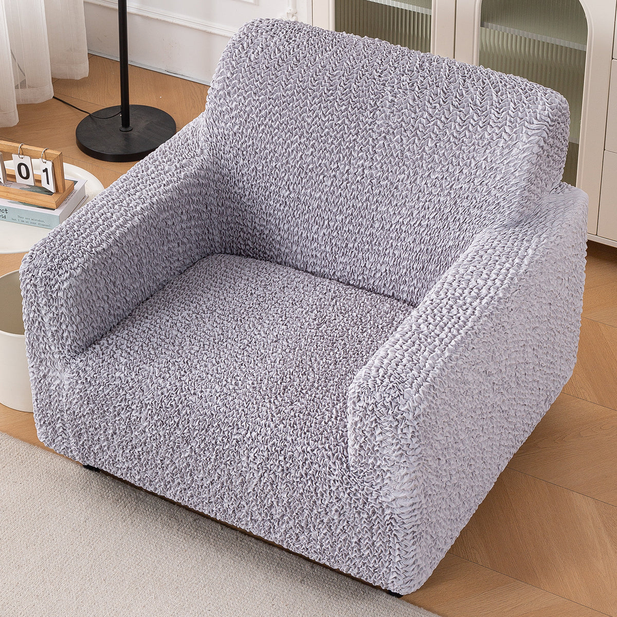 Italian Belissia Luxe Series' Super Stretchable Microfiber 1/2/3 Seater Sofa Cover, Ice Grey