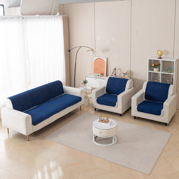 Modern Matrix 5-Seater Reversible Sofa Cover (3+1+1), Midnight Blue