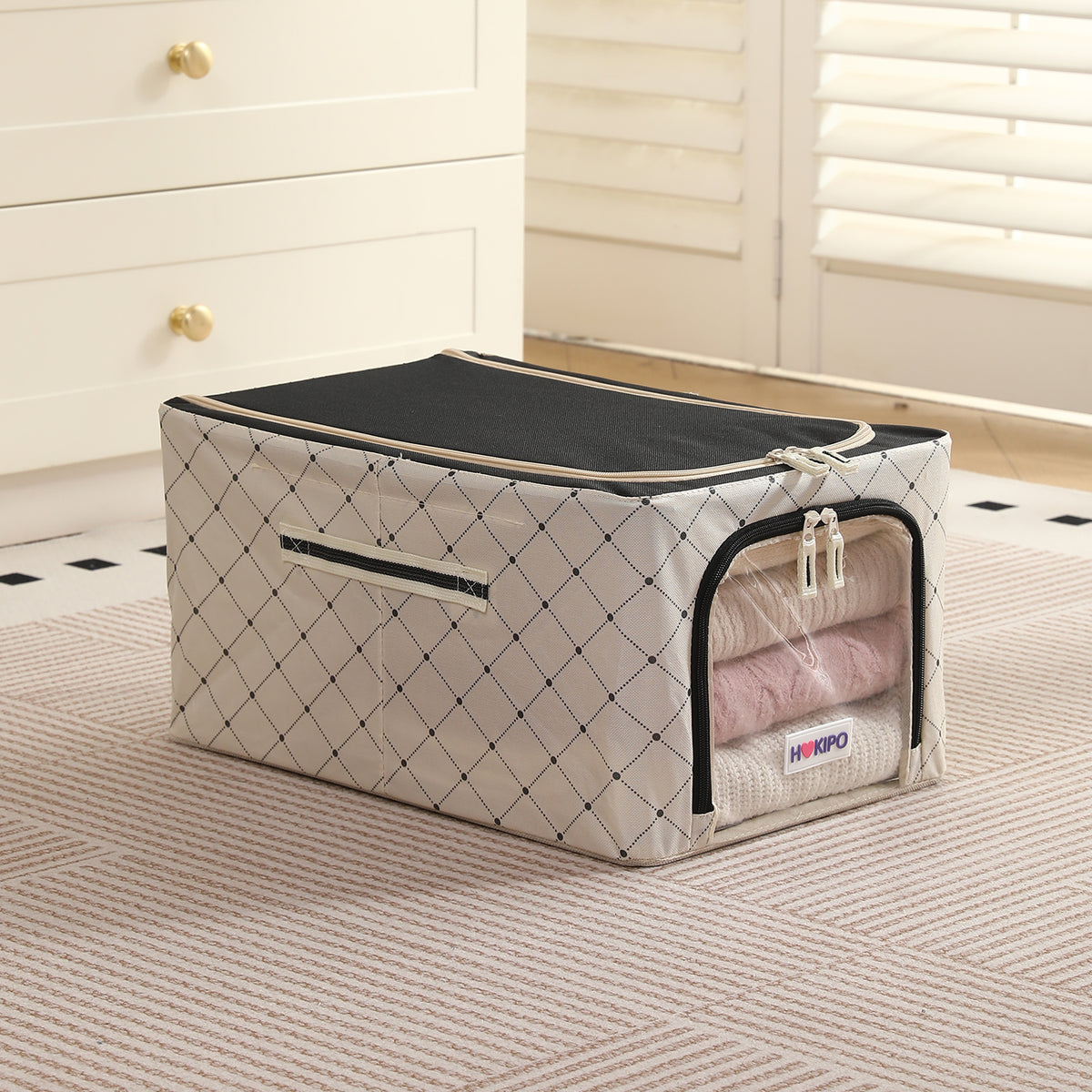 Foldable Cloth Storage  Box Organizer for Wardrobe - Ivory Noir