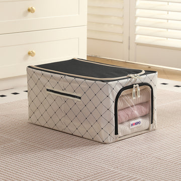 Foldable Cloth Storage  Box Organizer for Wardrobe - Ivory Noir