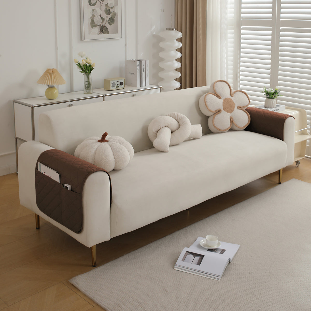 Drylin Quilted Sofa Cover Mat, Brown