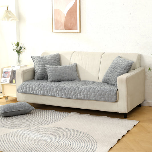 Premium Pebble Milk Velvet Anti Slip Sofa Mats, Moon Grey