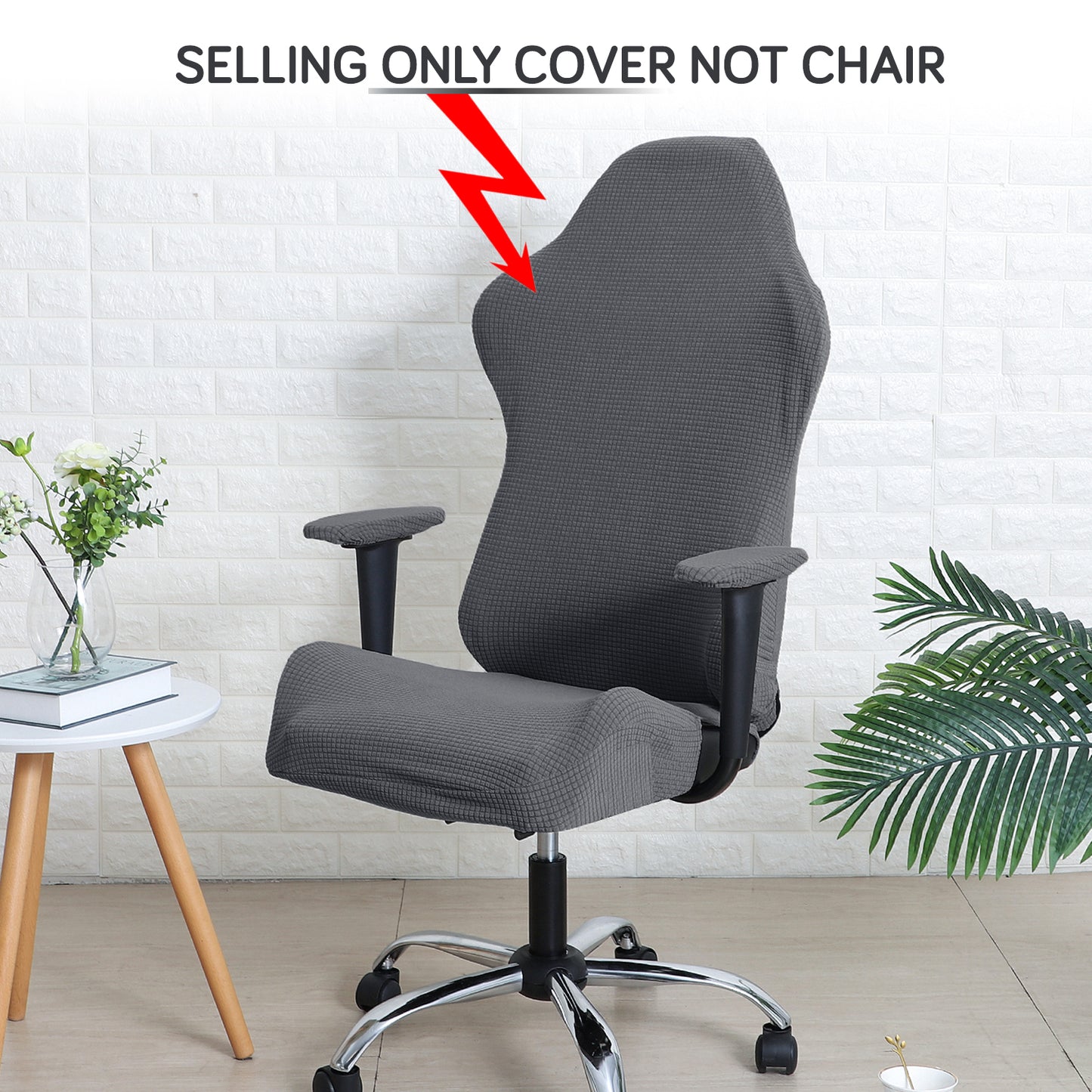 Stretchable Jacquard Elastic Gaming Chair Cover, Dark Grey