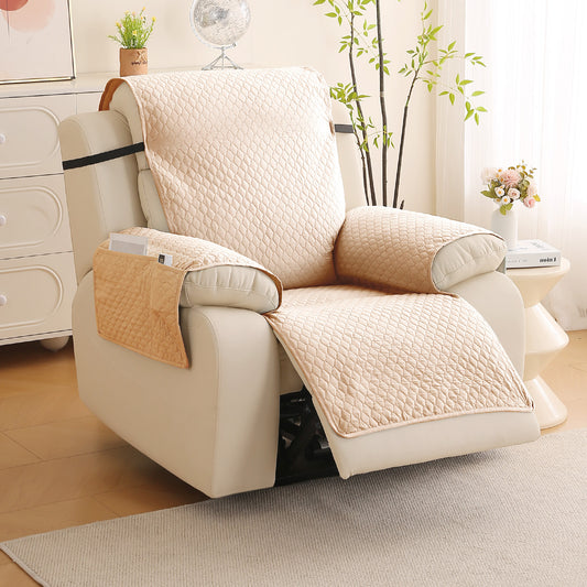 Quilted Recliner Mats for 1 Seater Recliner Sofa, Beige