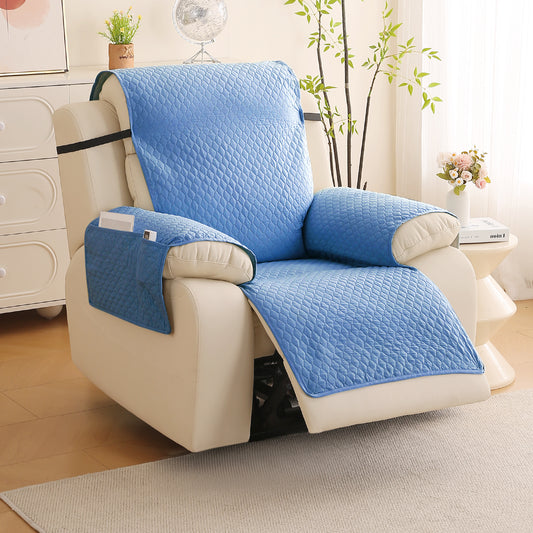 Quilted Recliner Mats for 1 Seater Recliner Sofa, Blue