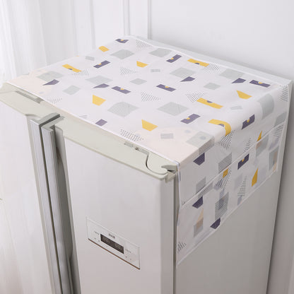 Small / Large Fridge Cover Top | For Smaller Single Door, Double Door and Bigger Double Door Refrigerator - Waterproof, Printed with 6 Side Pockets, Geometric Abstract