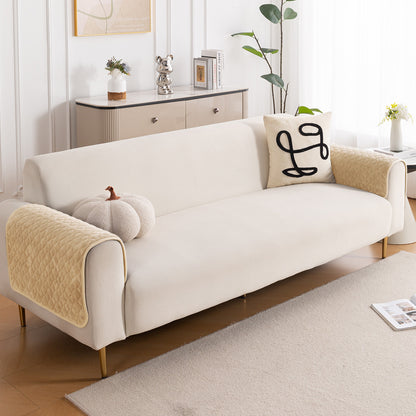 Diamond Plush Pebble Quilted Sofa Cover Mat, Beige