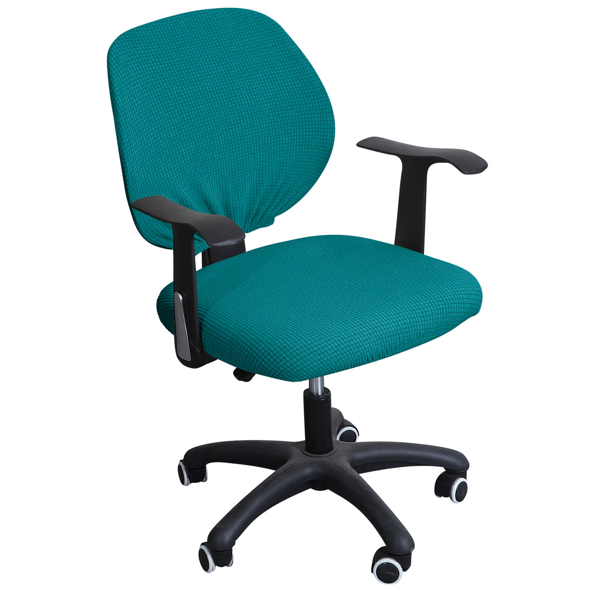 Stretchable Jacquard Office Chair Slipcover for Rotating Chair, Teal