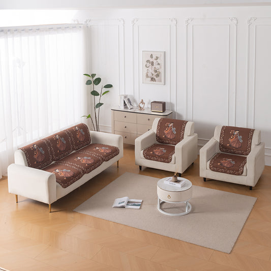 HeavenHue Fleece Soft Touch Quilted Sofa Cover Set Washable Sofa Panel for Seat & Back - Nritya Echo