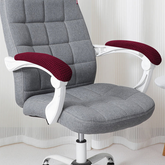 210gsm Jacquard Water Repellent Armrest Covers for Office Chair (Elastic Style), 1 Pair, Burgundy