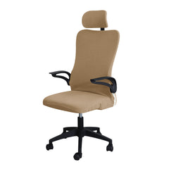 Stretchable Jacquard Office Boss Chair Seat Cover with Headrest Cover for Computer Desk Chair, Light Brown