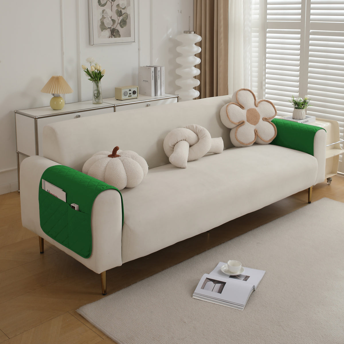 Drylin Quilted Sofa Cover Mat, Green