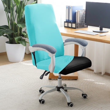 Office Chair Cover for Executive Chair (High-Back) – 140 GSM Stretchable Fabric – Washable & Anti-Slip – Fits Big & Tall Office Chairs, Sky Blue