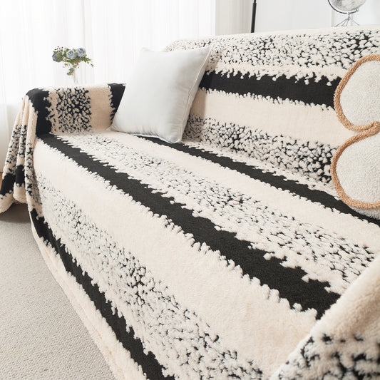 Buy Textured Stripe Noirea Series Luxury Plush Sofa Throw for Complete Sofa | HOKIPO
