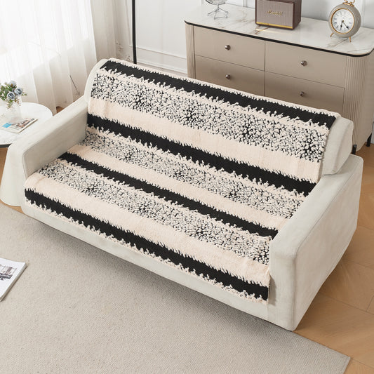 'Noirea Series' Plush Sofa Cover for Seat & Back, Textured Stripe