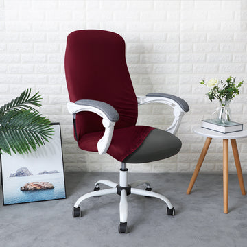 Office Chair Cover for Desk Chair (Mid-Back) – 140 GSM Stretch Fabric – Washable, Durable & Anti-Slip – Fits Mid-Back Office Chairs, Burgundy