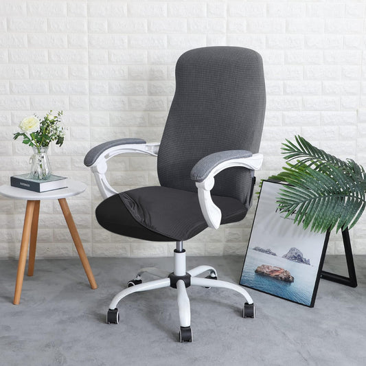 Water Repellent Office Chair Cover for Desk Chair (Mid-Back) – 210 GSM Stretch Jacquard – Washable, Durable & Anti-Slip – Fits Mid-Back Office Chairs, Dark Grey