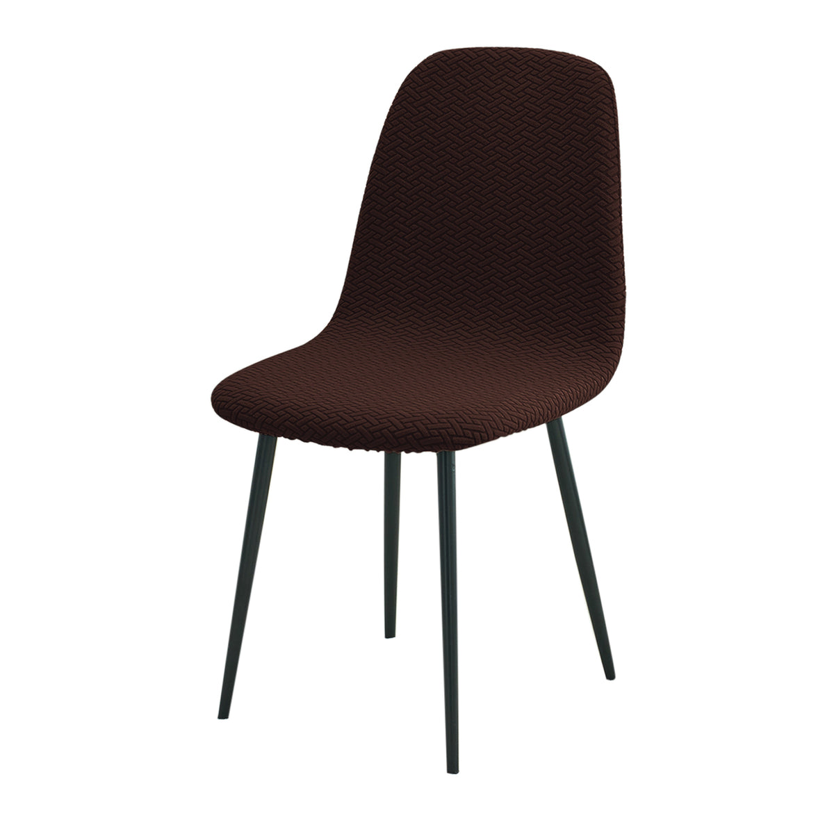 Premium Jacquard Fully Covered Cover for Mid Century Modern Dining Chair, Chocolate Brown