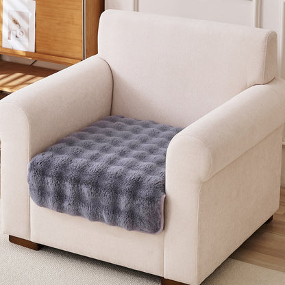 'FurHug' Premium Faux Rabbit Fur Sofa Seat Mats, Cool Grey