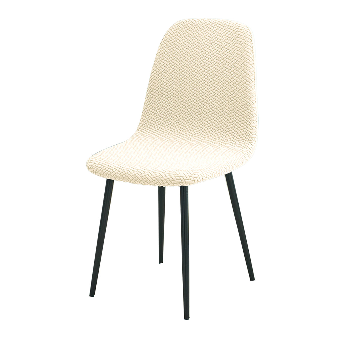Premium Jacquard Fully Covered Cover for Mid Century Modern Dining Chair, Beige