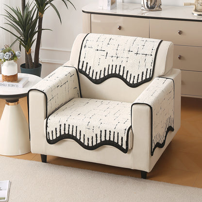 Premium Supple Soft Wavy with Curve Sofa Cover Mat, Off-White