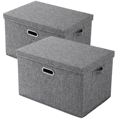 Multipurpose Foldable Storage Box with Lid, Extra Large 50x35x32 cm, Grey