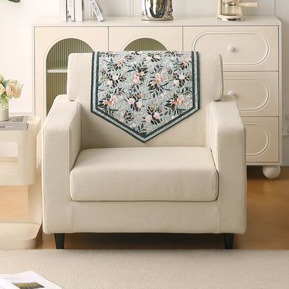 Florentina Series Printed Holland Velvet Sofa Mat - Magnolia Green