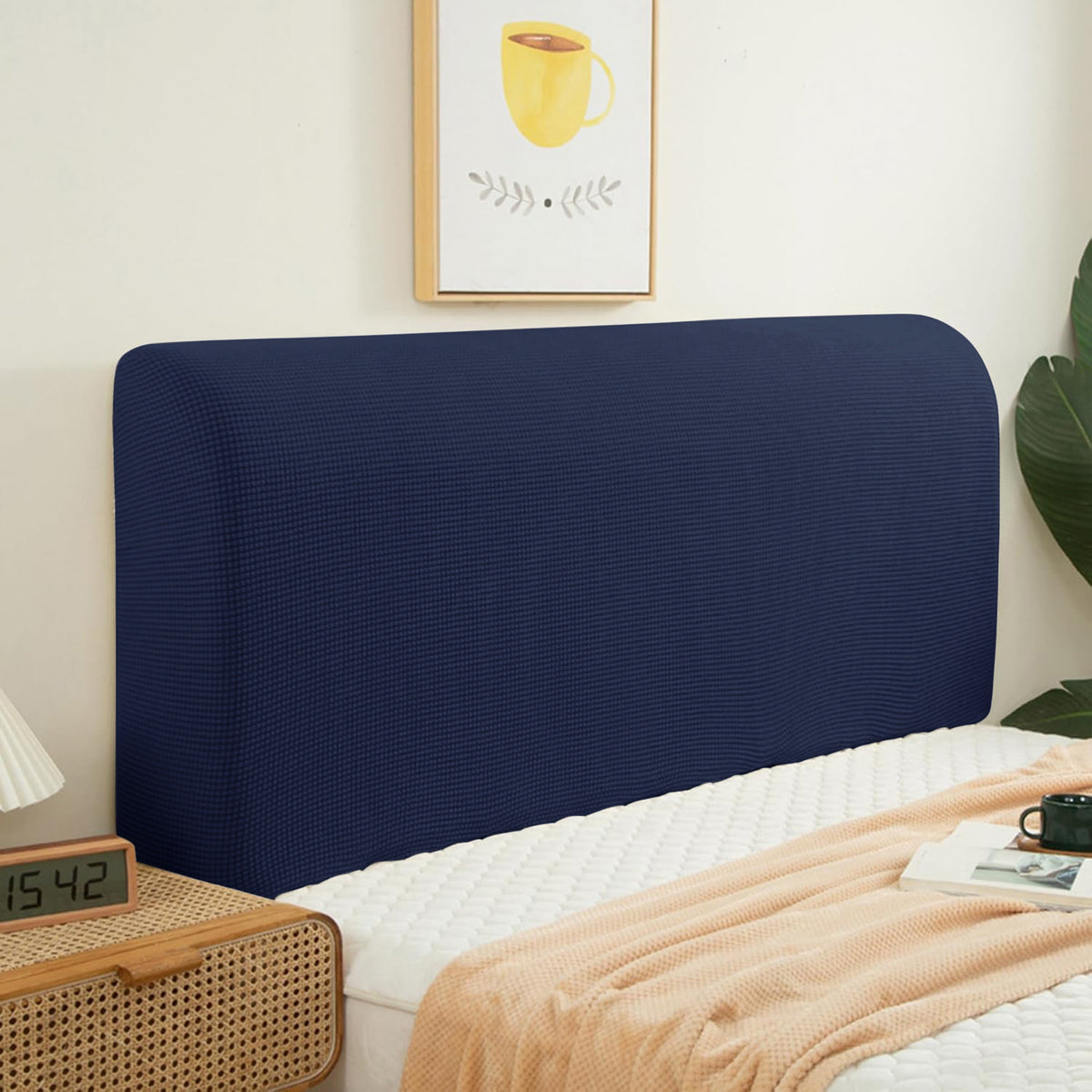 Buy HOKIPO Navy Blue Jacquard Bed Headboard Cover