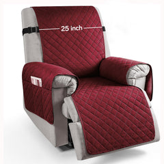 Waterproof Quilted Recliner Sofa Mat for One Seater Recliner Sofa, Burgundy