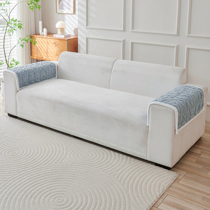 'Italian Caelora' Luxury Jacquard Plush Sofa Cover Mat and Anti-Slip Armrest Covers - Powder Blue