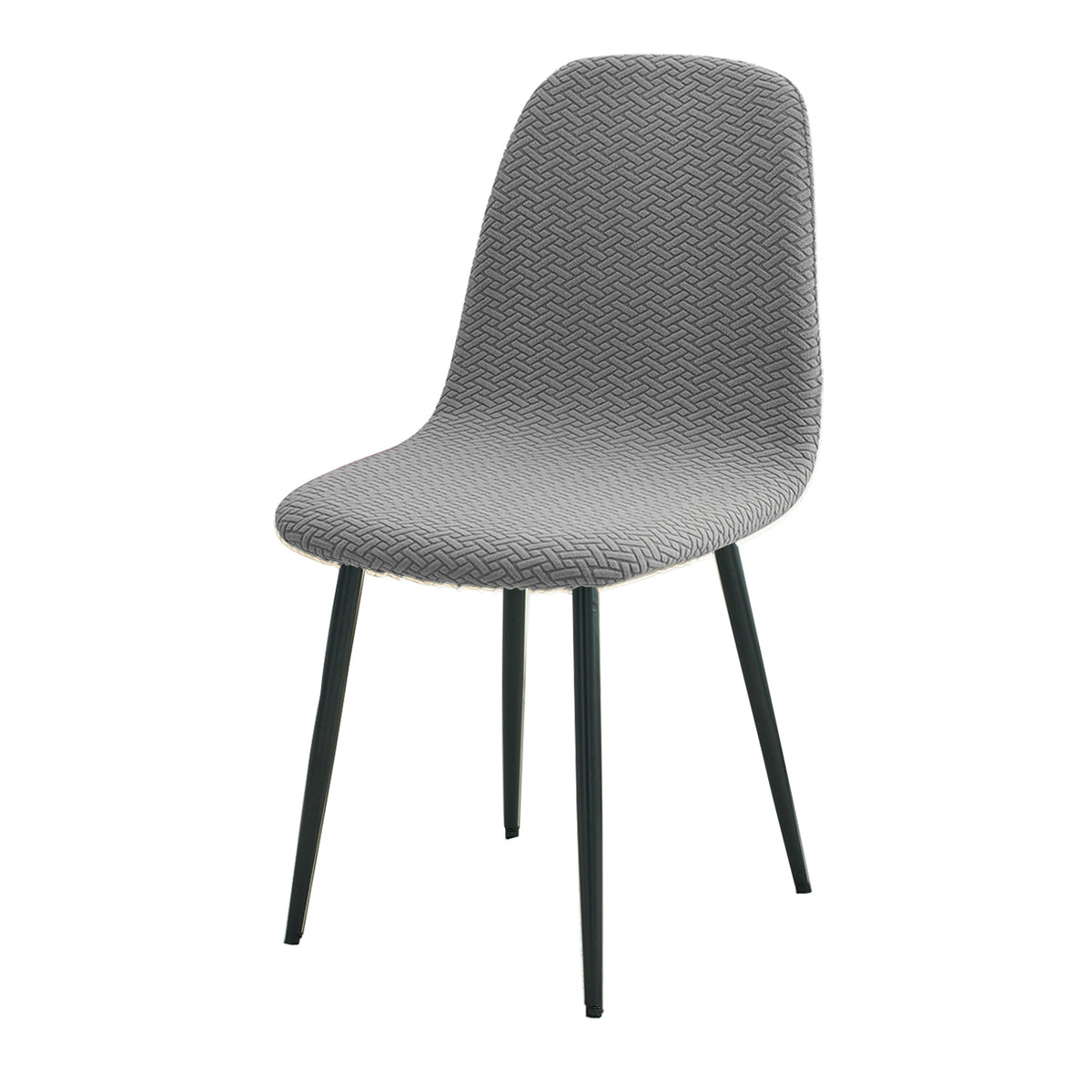 Premium Jacquard Fully Covered Cover for Mid Century Modern Dining Chair, Grey