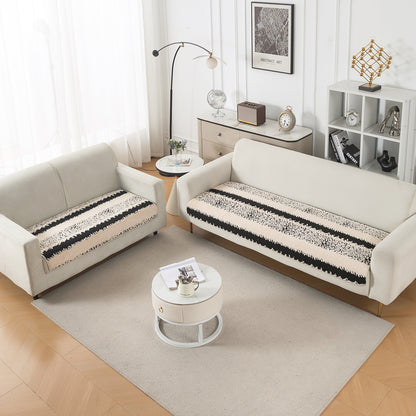 Luxury Plush Sherpa Anti Slip L Shape & Combination Sofa Mat, 'Noirea Series'|Textured Stripe