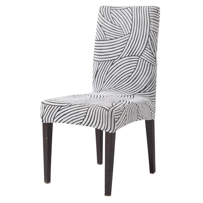WaveLine Series 180 GSM Jacquard Chair Cover Set 1/2/4/6, Classic White