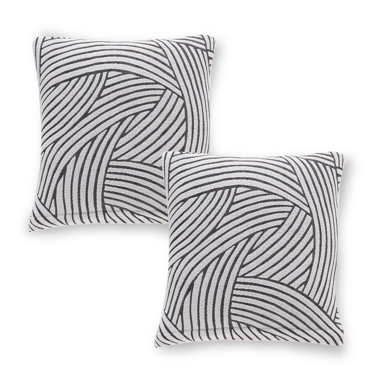 'WaveLine Series' Jacquard Cushion Cover Set of 2, Classic White