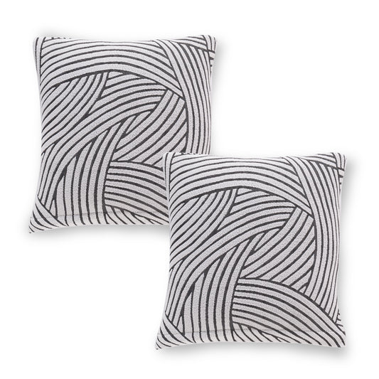 'WaveLine Series' Jacquard Cushion Cover Set of 2, Classic White