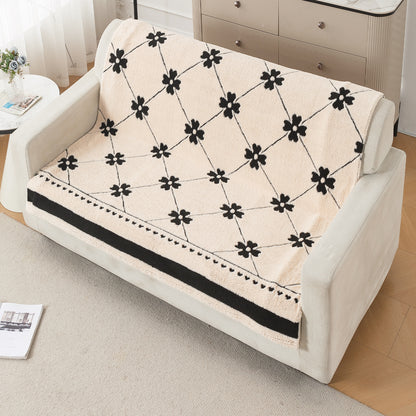 'Noirea Series' Plush Sofa Cover for Seat & Back, Floral Lattice