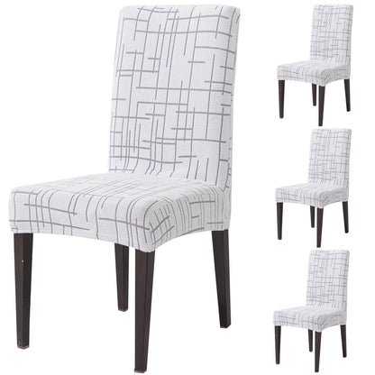 'Crossline Series' 180 GSM Jacquard Chair Cover Set 1/2/4/6, Light Grey
