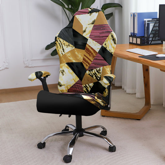 Printed Gaming Chair Seat Cover Elastic Computer Rotating Chair, Wine Abstract Geometry