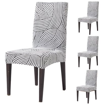 WaveLine Series 180 GSM Jacquard Chair Cover Set 1/2/4/6, Classic White