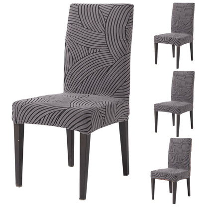 WaveLine Series 180 GSM Jacquard Chair Cover Set of 1/2/4/6, Charcoal Grey