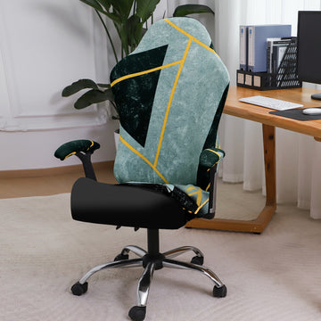 Printed Gaming Chair Seat Cover Elastic Computer Rotating Chair, Multicolor Abstract Geometry