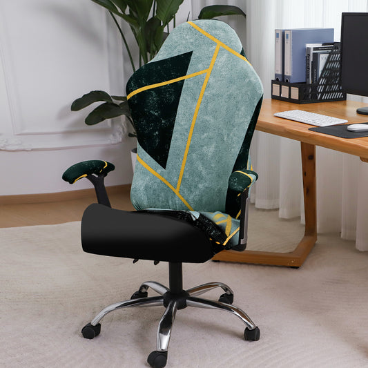 Printed Gaming Chair Seat Cover Elastic Computer Rotating Chair, Multicolor Abstract Geometry