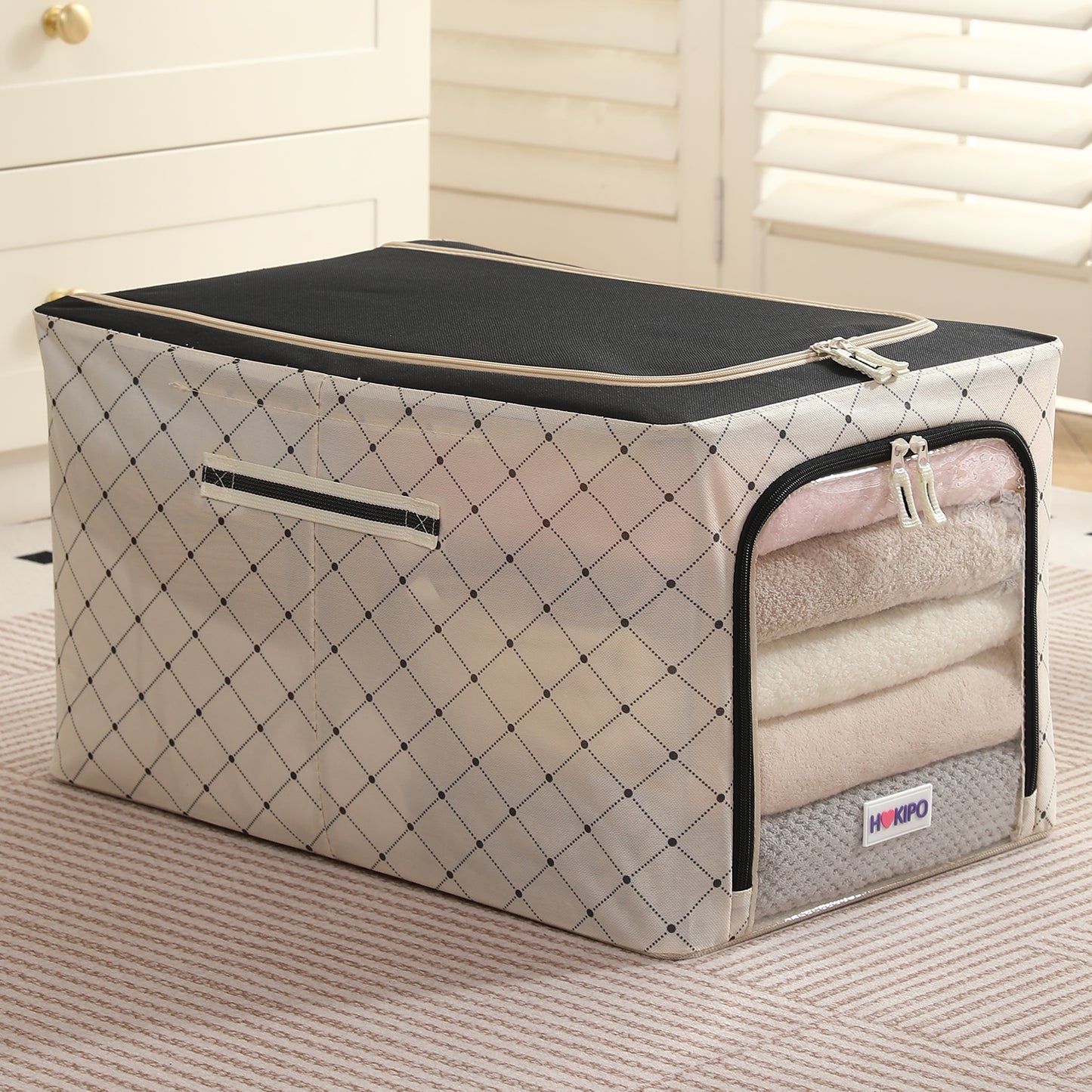 Foldable Cloth Storage  Box Organizer for Wardrobe - Ivory Noir