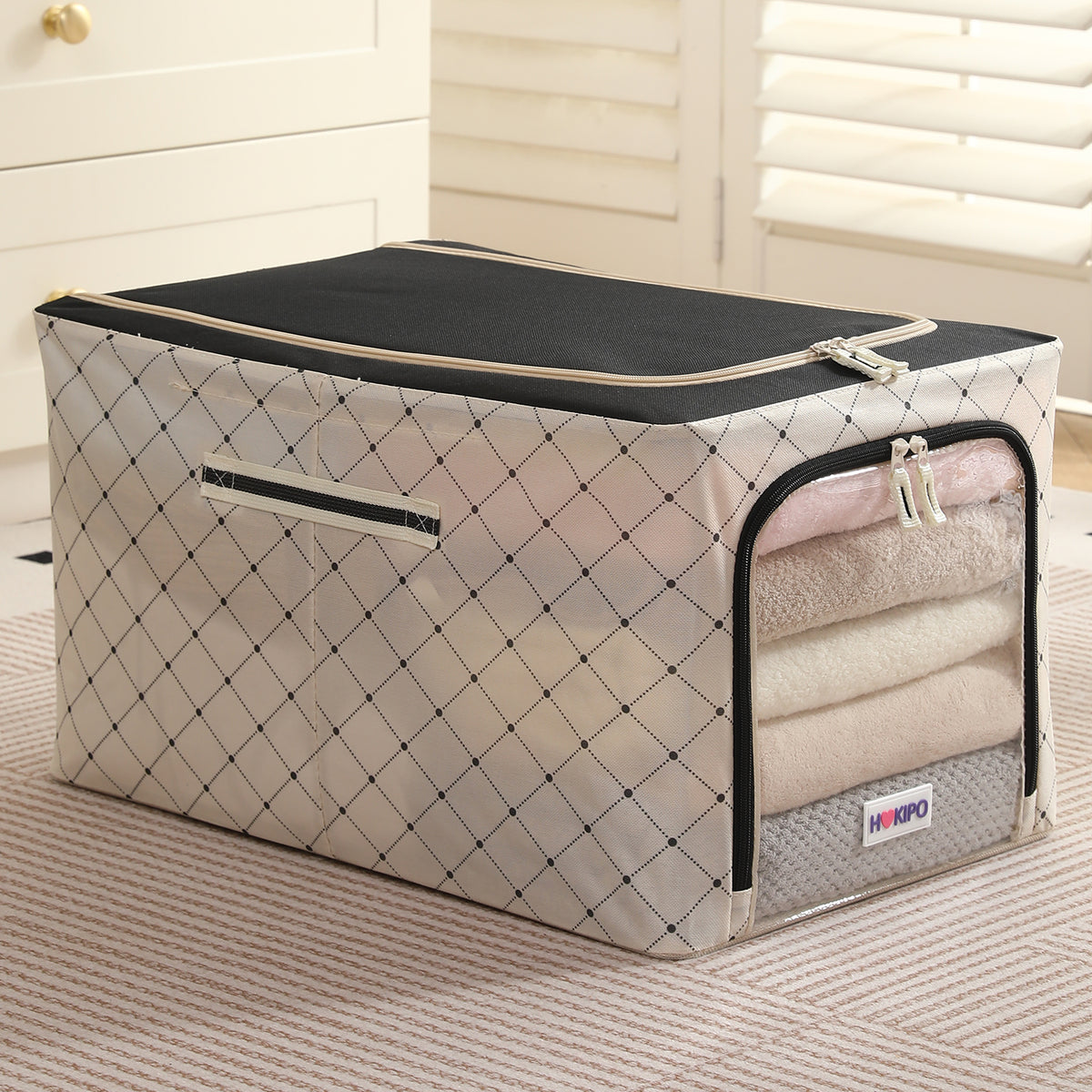 Foldable Cloth Storage  Box Organizer for Wardrobe - Ivory Noir