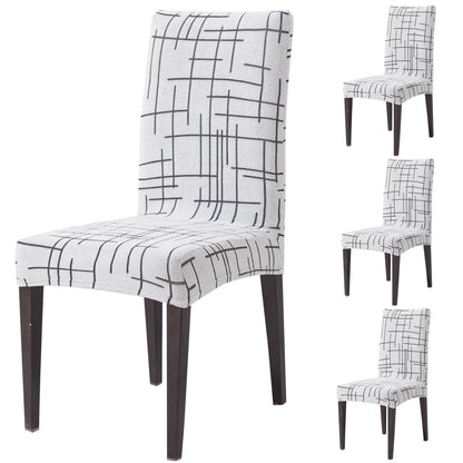 'Crossline Series' 180 GSM Jacquard Chair Cover Set 1/2/4/6, Dark Grey