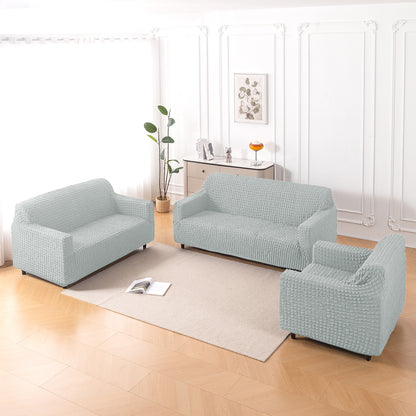 Aria Nova Elastic 280 GSM Stretchable Bubble Sofa Cover, Light Grey
