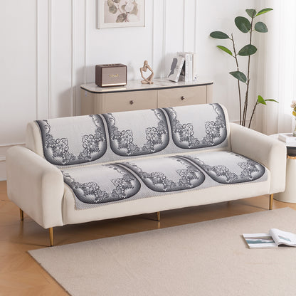 HeavenHue Fleece Soft Touch Quilted Sofa Cover Set Washable Sofa Panel for Seat & Back - Twilight Lace