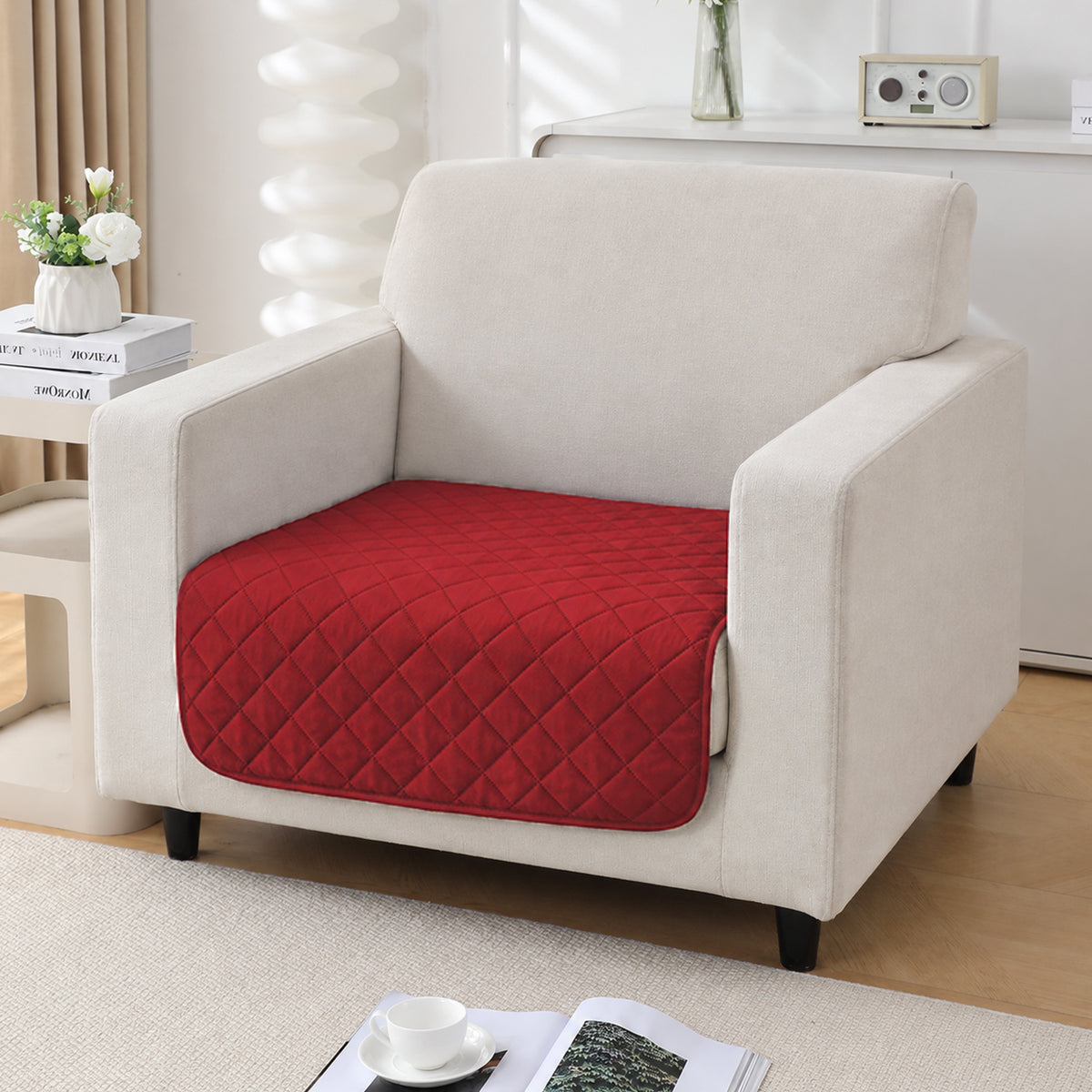 Drylin Quilted Sofa Cover Mat, Red