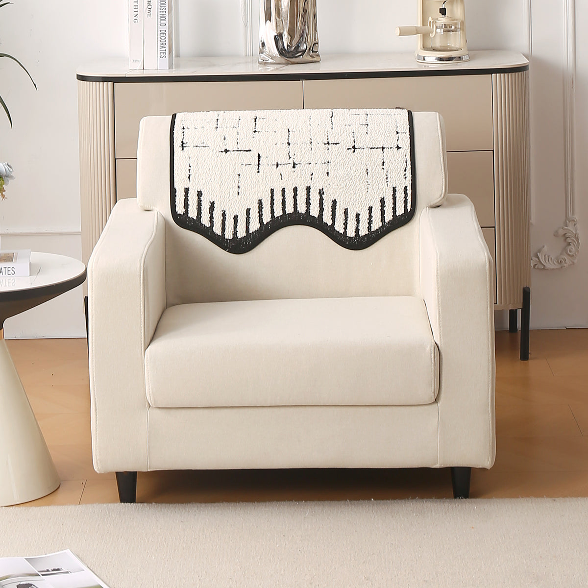 Premium Supple Soft Wavy Sofa Cover Mat, Off White