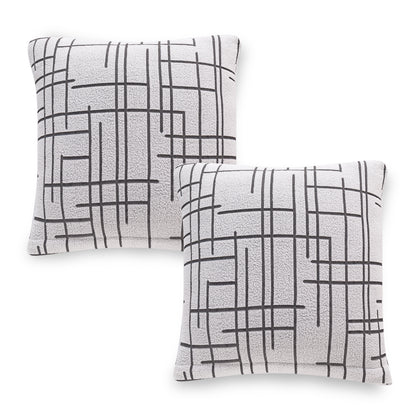 'Crossline Series' Jacquard Cushion Cover Set of 2, Dark Grey